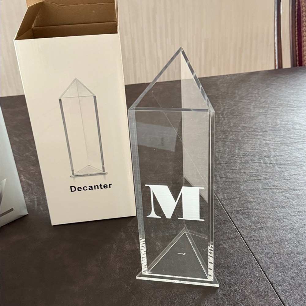 Clear lucite Decanter with Monogram M